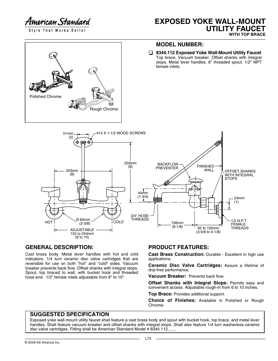 American Standard 8344.112 User Manual | 2 pages