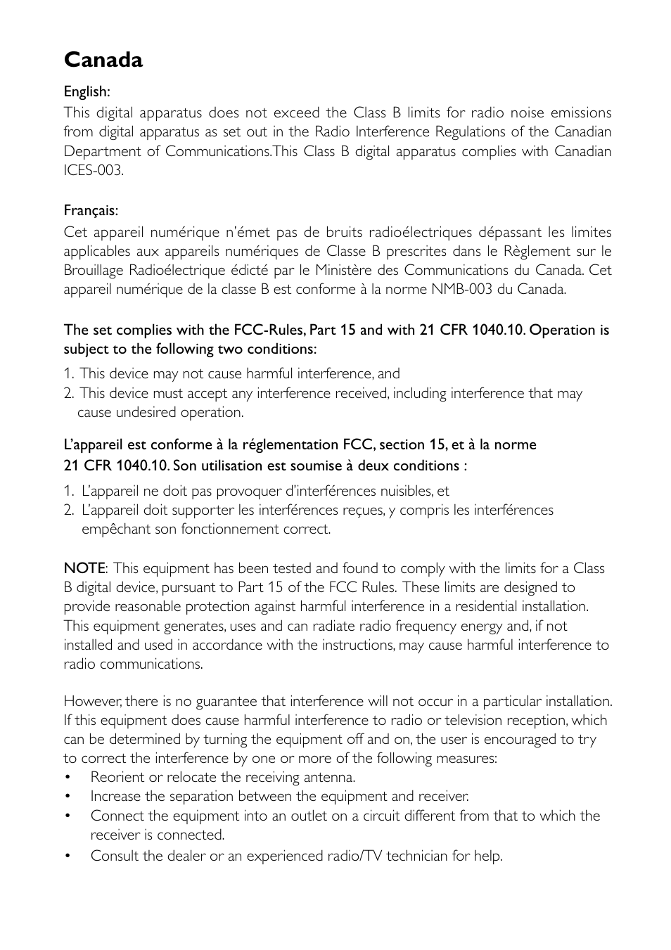 Canada | Philips PET7402-37B User Manual | Page 2 / 25