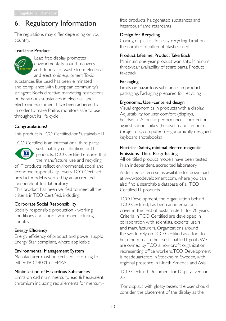 Regulatory information | Philips 246V5LHAB-27 User Manual | Page 22 / 37