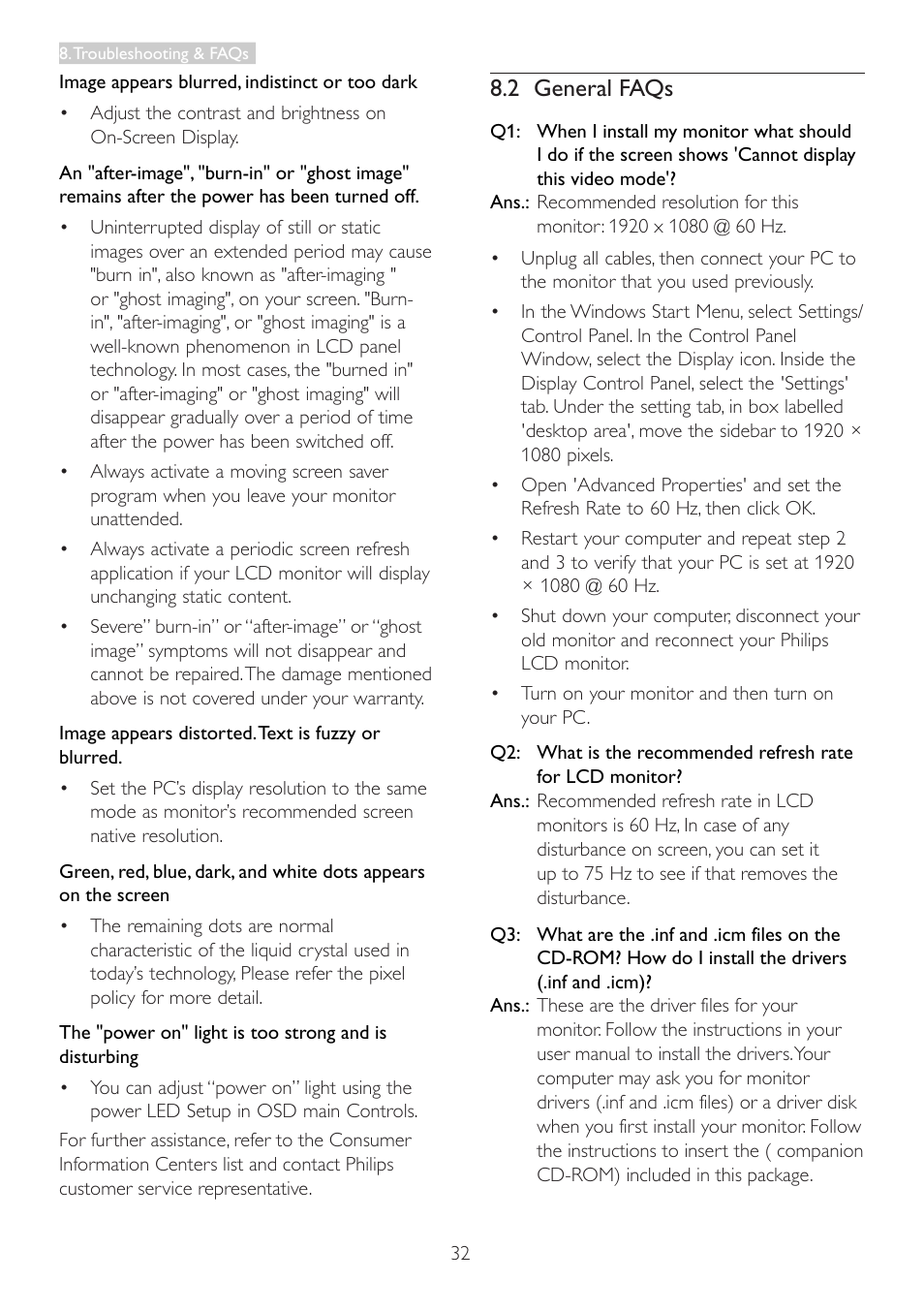 2 general faqs | Philips 246V5LHAB-27 User Manual | Page 34 / 37