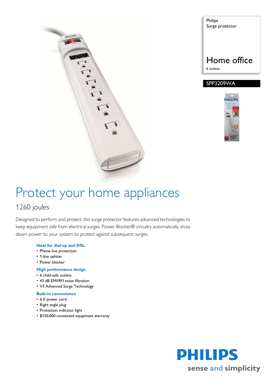 Philips SPP3209WA-17 User Manual | 2 pages