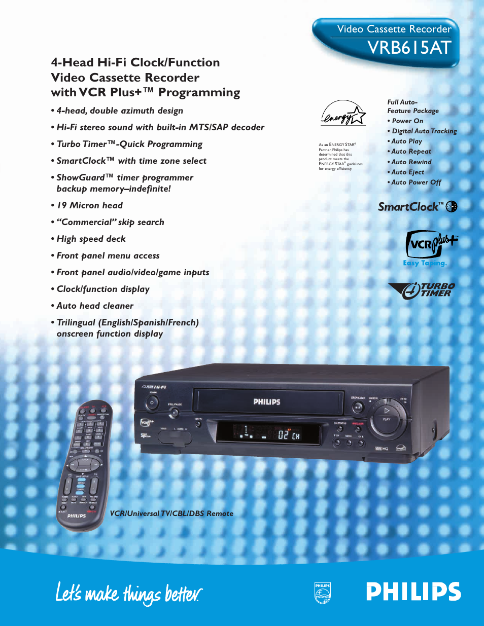 Philips VRB615AT99 User Manual | 2 pages