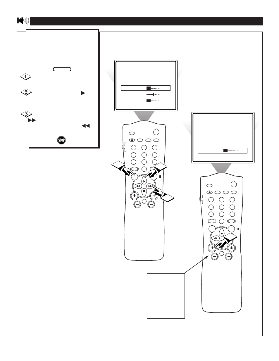 Tv v, Or 1 3 2 1, Sing the | Olume, Ontrol, Button to decrease the sound | Philips 20PT30B User Manual | Page 24 / 40