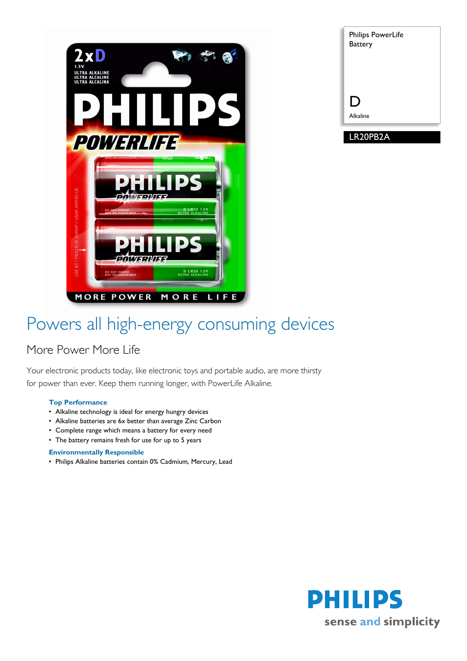Philips LR20PB2A-27 User Manual | 2 pages