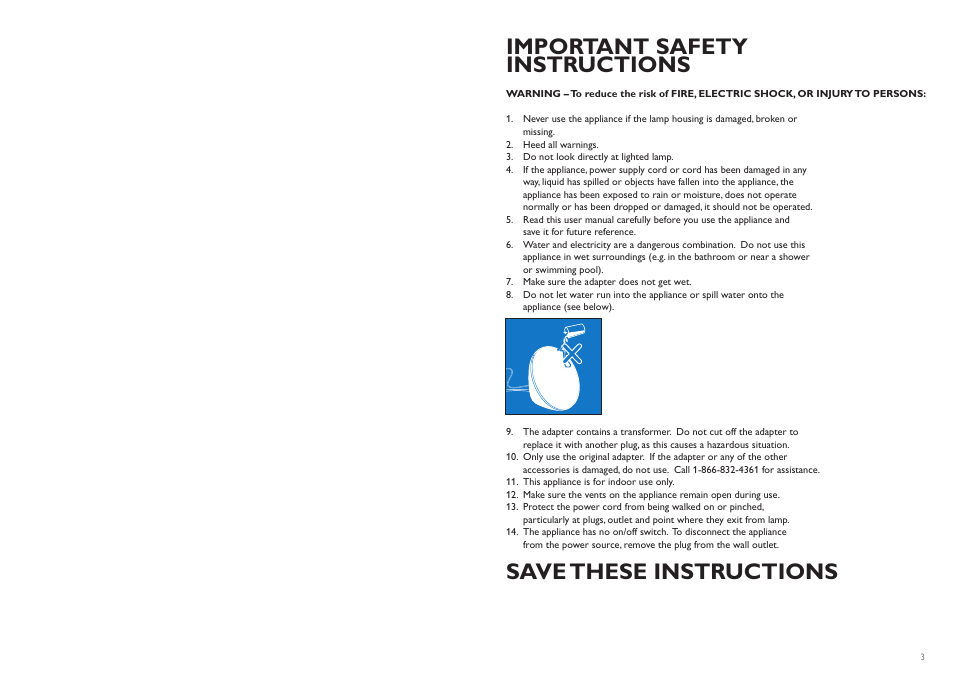 Important safety instructions, Save these instructions | Philips HF3510-60 User Manual | Page 2 / 14