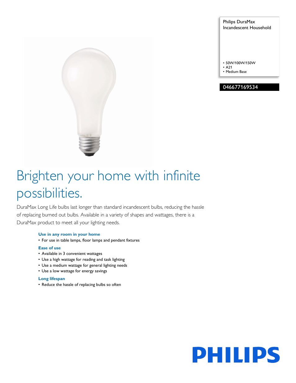 Philips 046677169534 User Manual | 2 pages