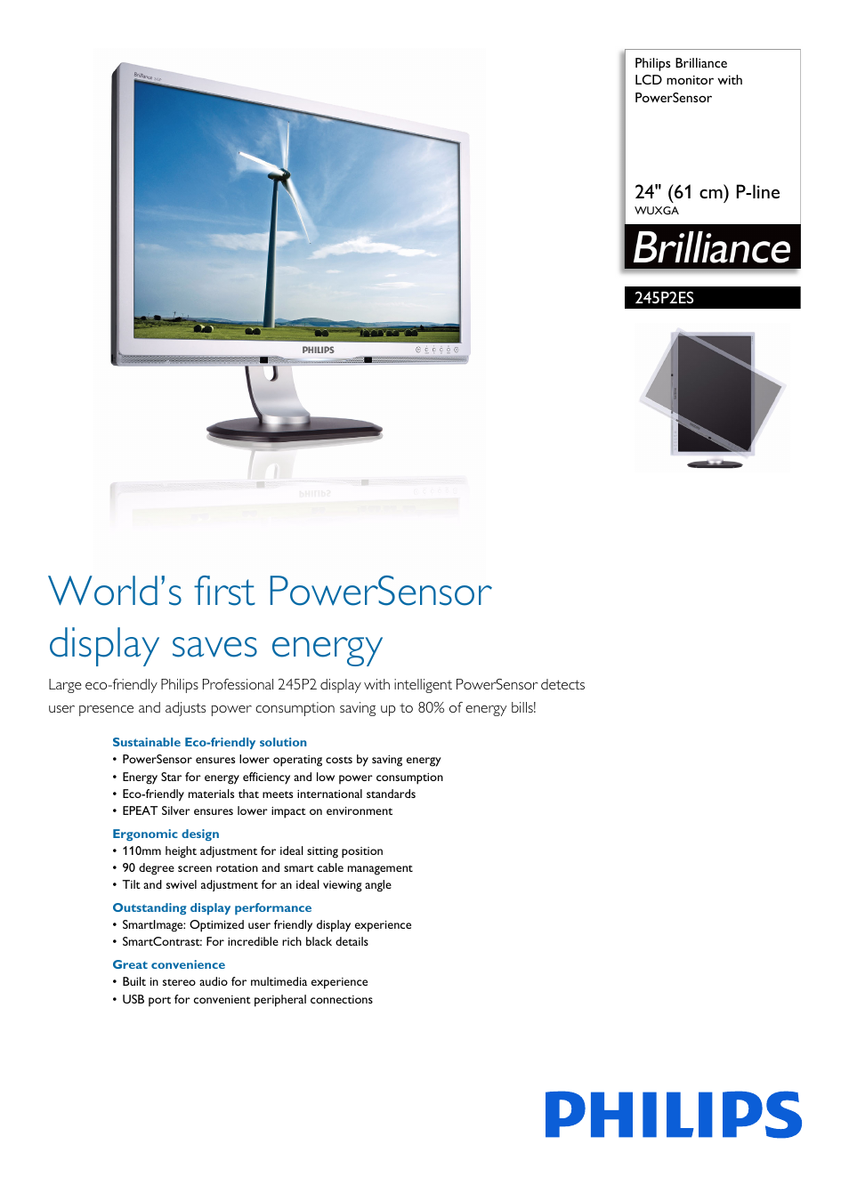 Philips 245P2ES-00 User Manual | 3 pages