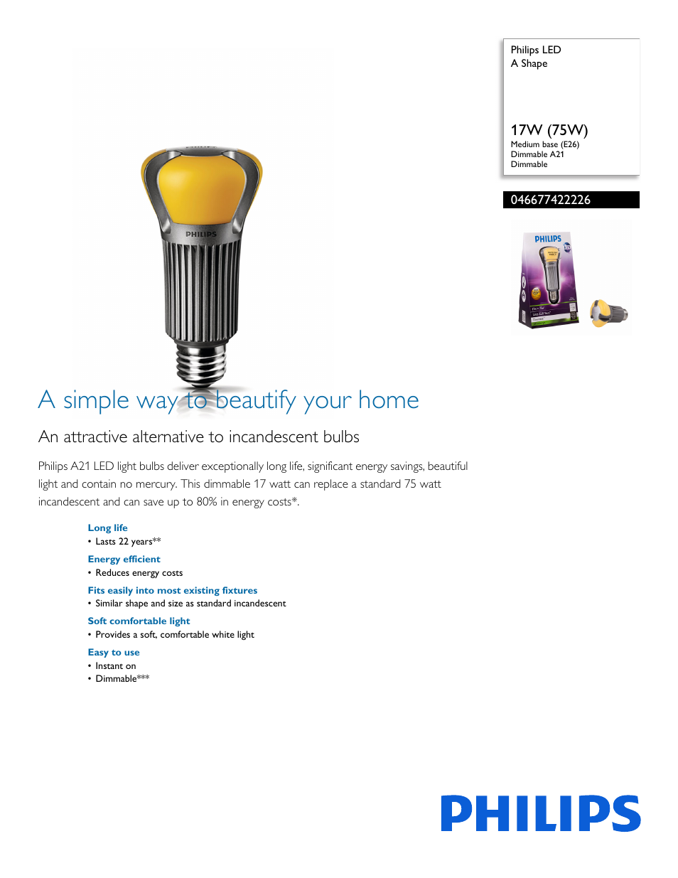 Philips 046677422226 User Manual | 2 pages