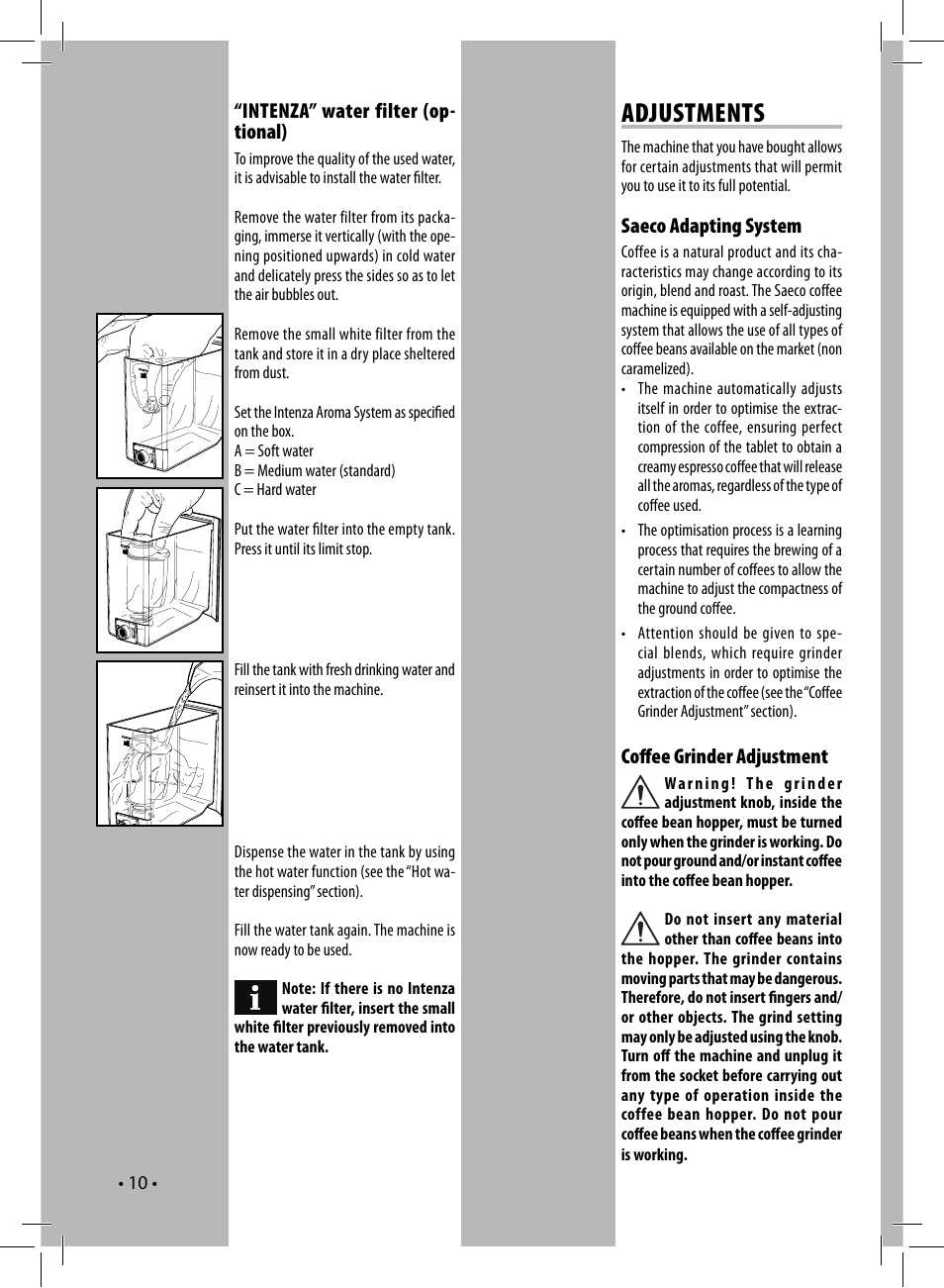 Adjustments | Philips HD8833-47 User Manual | Page 10 / 28