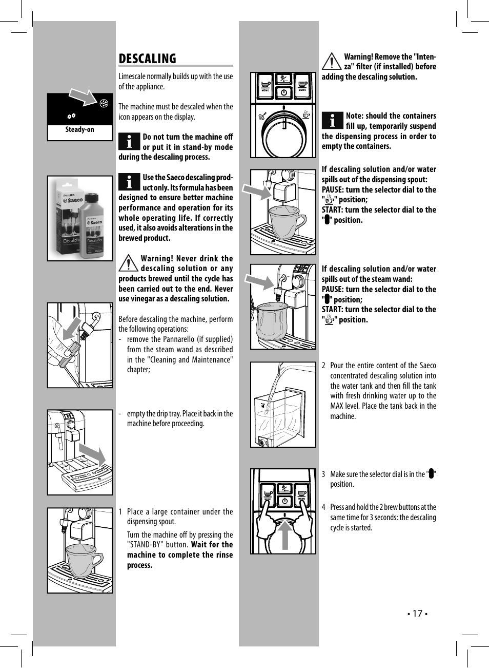 Descaling | Philips HD8833-47 User Manual | Page 17 / 28