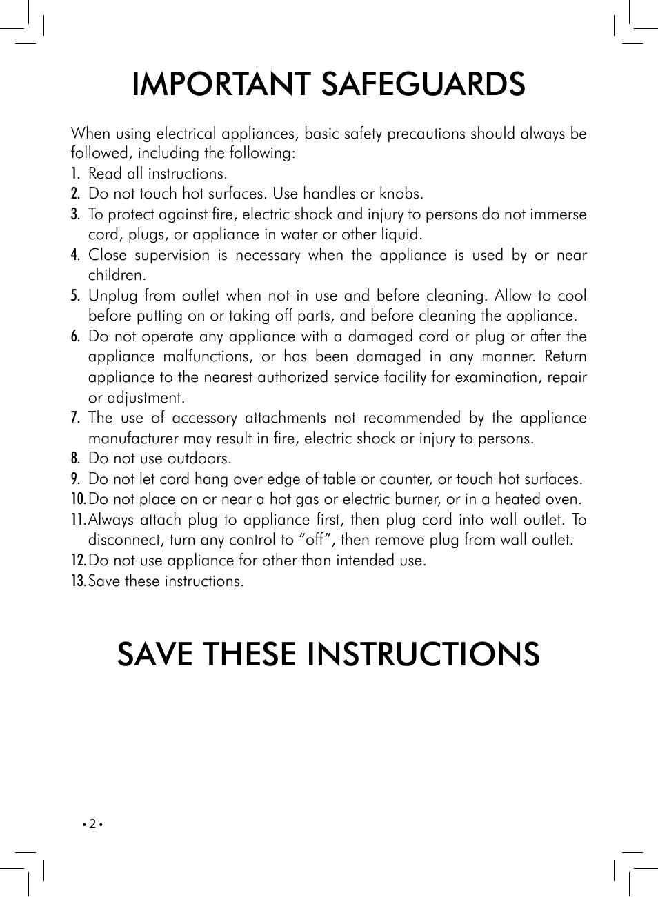 Important safeguards, Save these instructions | Philips HD8833-47 User Manual | Page 2 / 28