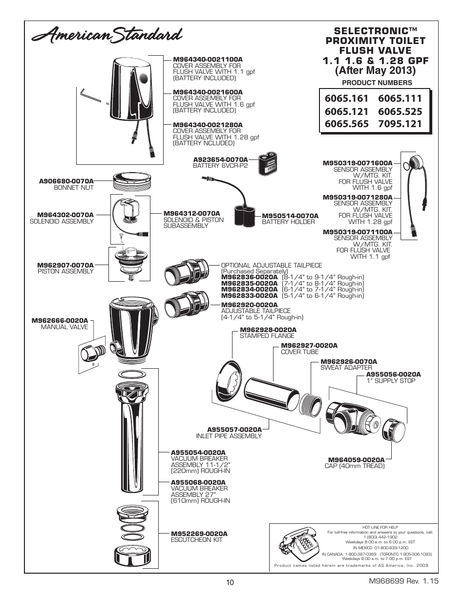 After may 2013) | American Standard SELECTRONIC 6065.565 User Manual | Page 11 / 11