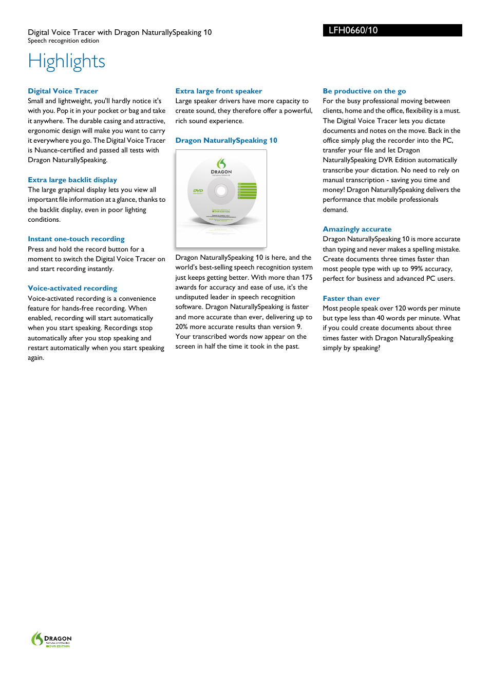 Highlights | Philips LFH0660-10 User Manual | Page 2 / 3