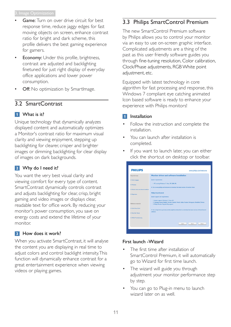 2 smartcontrast, 3 philips smartcontrol premium | Philips 19B4LCB5-27 User Manual | Page 13 / 46