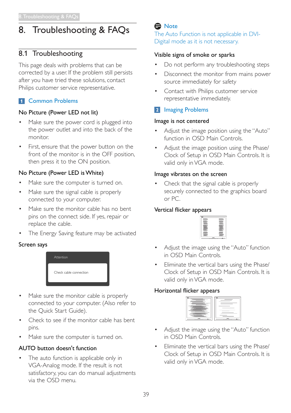 Troubleshooting & faqs, 1 troubleshooting | Philips 19B4LCB5-27 User Manual | Page 41 / 46