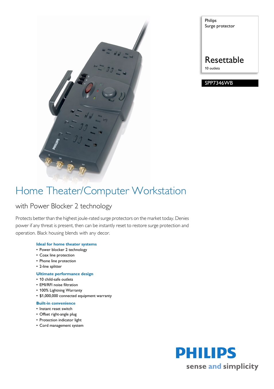 Philips SPP7346WB-17 User Manual | 2 pages