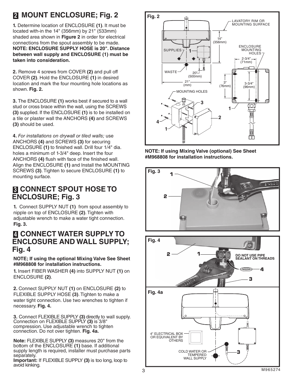 Mount enclosure; fig. 2 | American Standard Selectronic 195 User Manual | Page 4 / 9