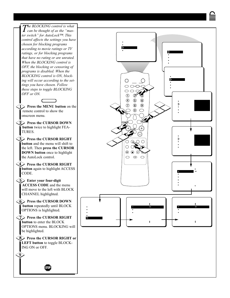 Urning, Lock | Philips 32PT41B User Manual | Page 23 / 52