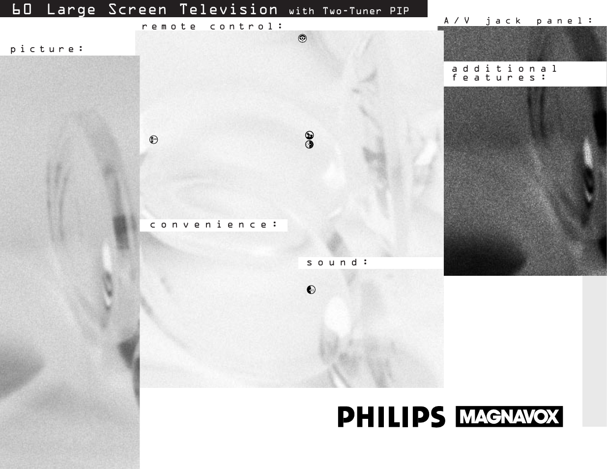 60 " large screen television, With two-tuner pip | Philips 7P6041C User Manual | Page 2 / 2