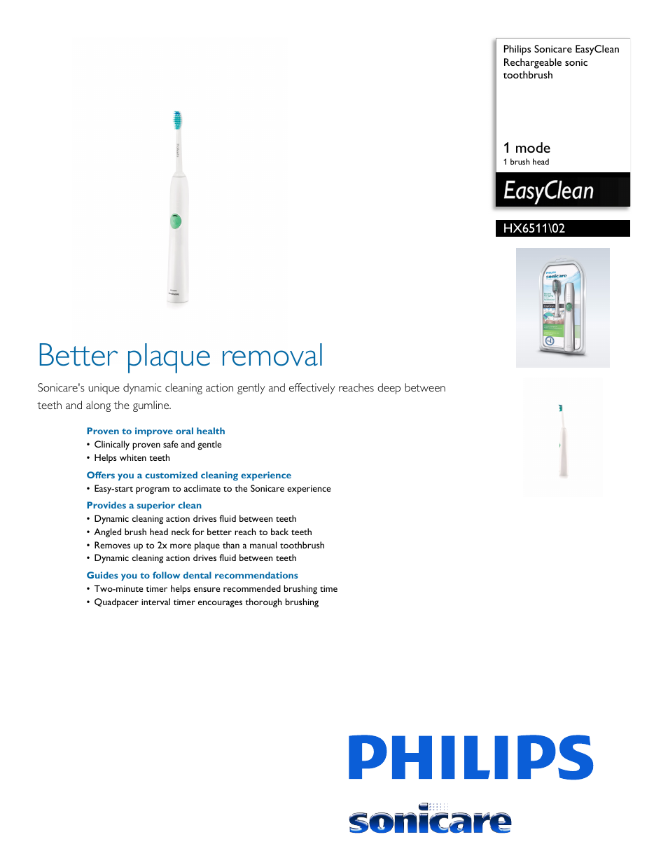 Philips HX6511-02 User Manual | 2 pages