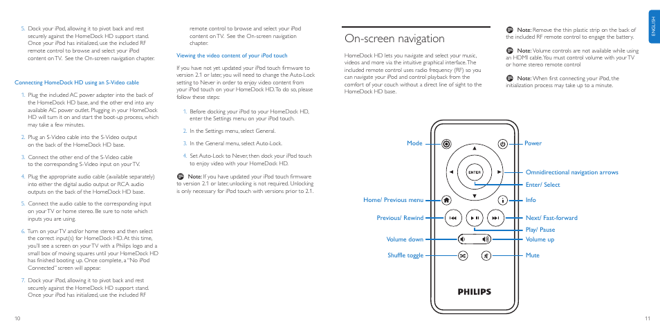 On-screen navigation | Philips DLA99901-17 User Manual | Page 6 / 14