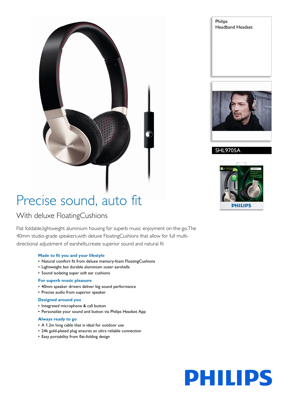 Philips SHL9705A-00 User Manual | 3 pages