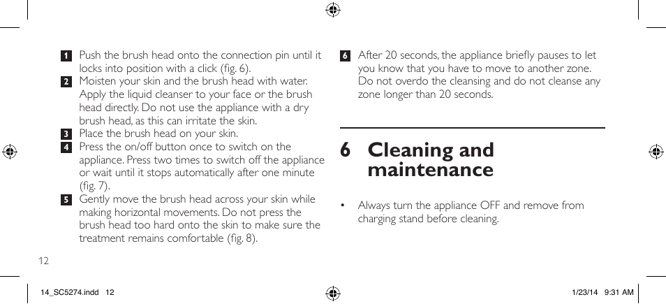 6 cleaning and maintenance | Philips SC5274-10 User Manual | Page 14 / 64