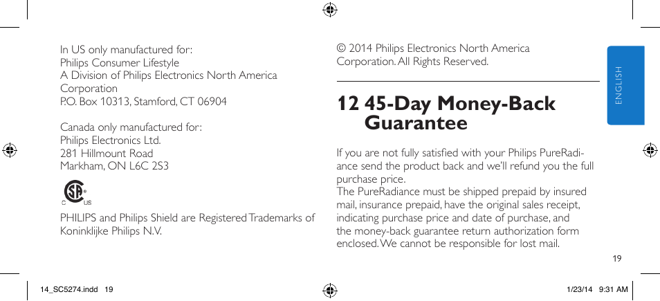 12 45-day money-back guarantee | Philips SC5274-10 User Manual | Page 21 / 64