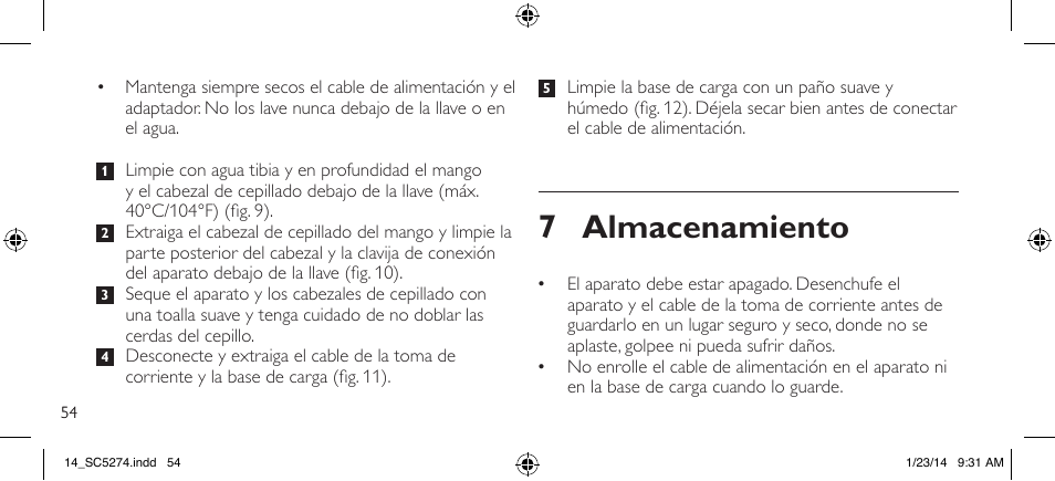 7 almacenamiento | Philips SC5274-10 User Manual | Page 56 / 64