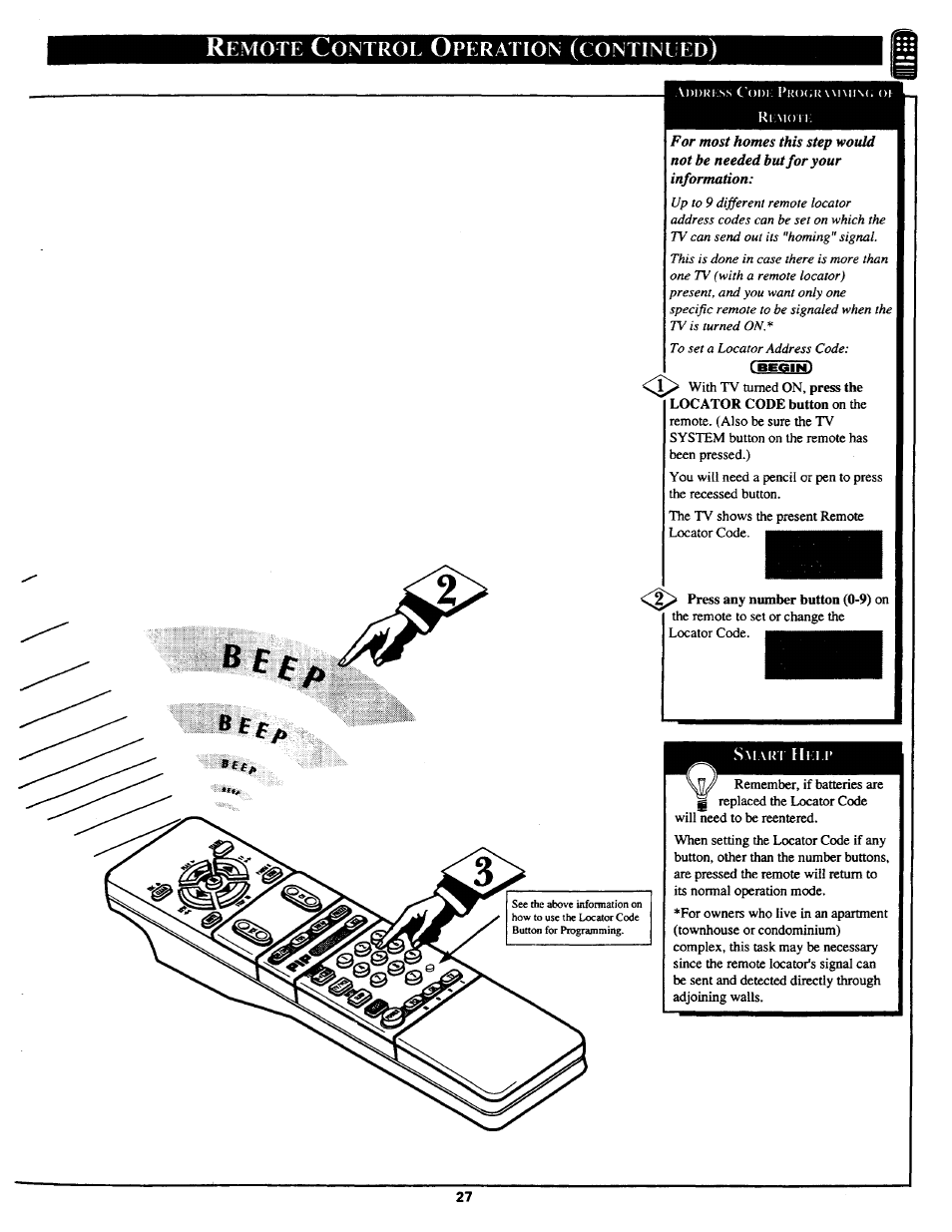 Emote, Ontrol, Peration | Continued | Philips MX3690B User Manual | Page 27 / 48