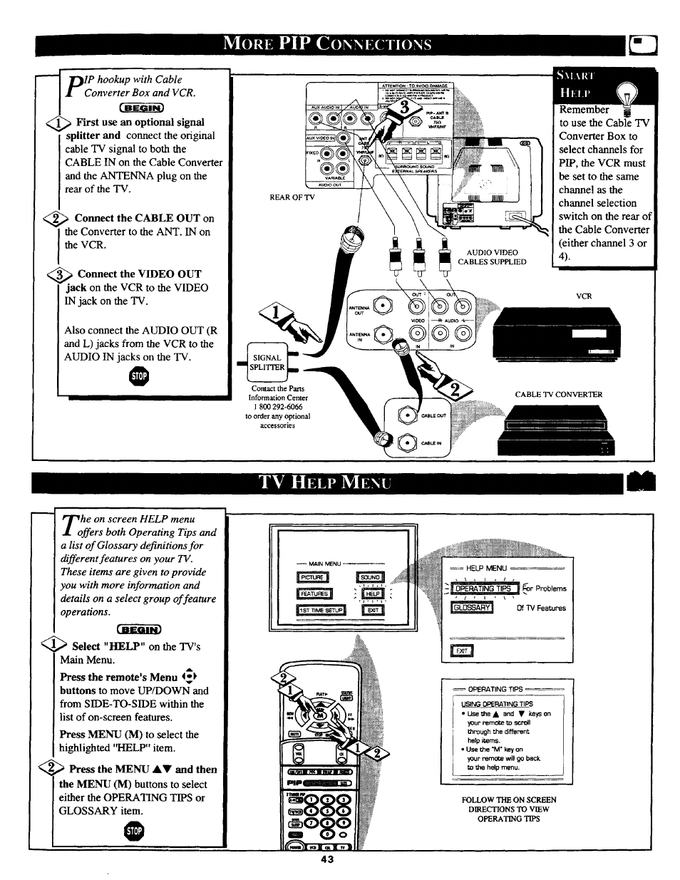 More pip c, Tv h, Onnections | Philips MX3690B User Manual | Page 43 / 48