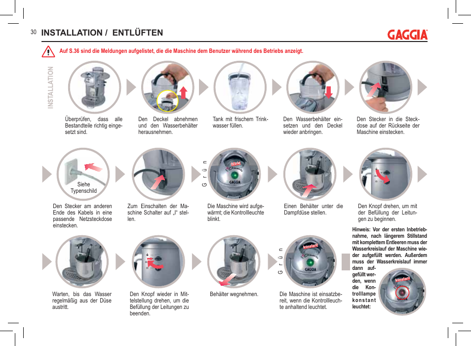 Installation / entlüften | Philips 711902324 User Manual | Page 30 / 88