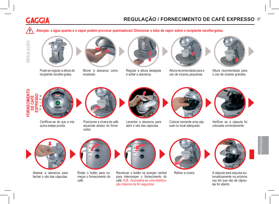 Regulação / fornecimento de café expresso | Philips 711902324 User Manual | Page 67 / 88