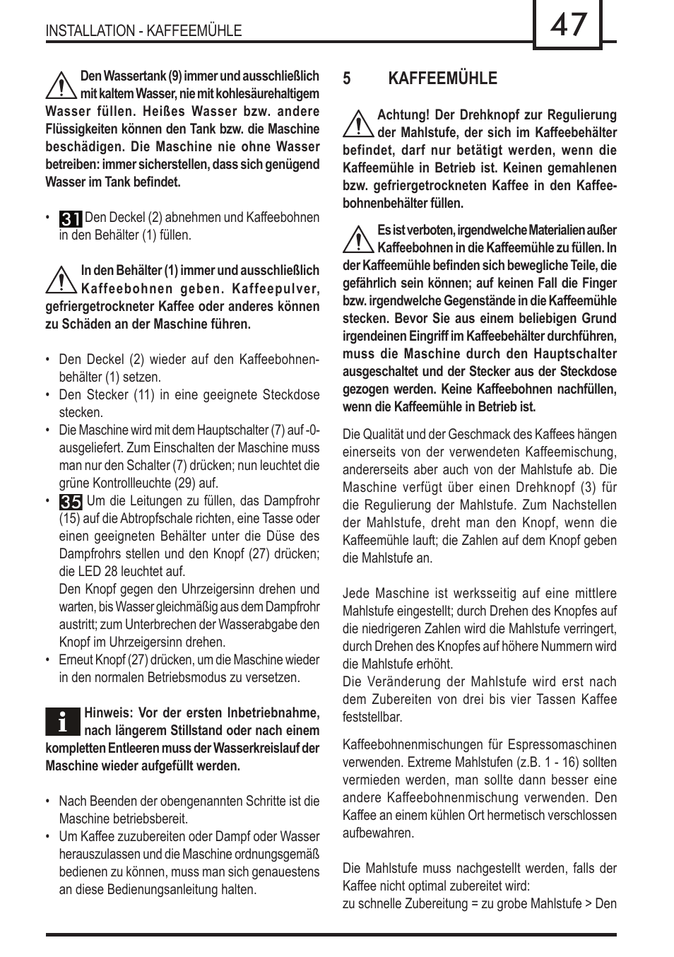 5kaffeemühle | Philips 740909008 User Manual | Page 47 / 92