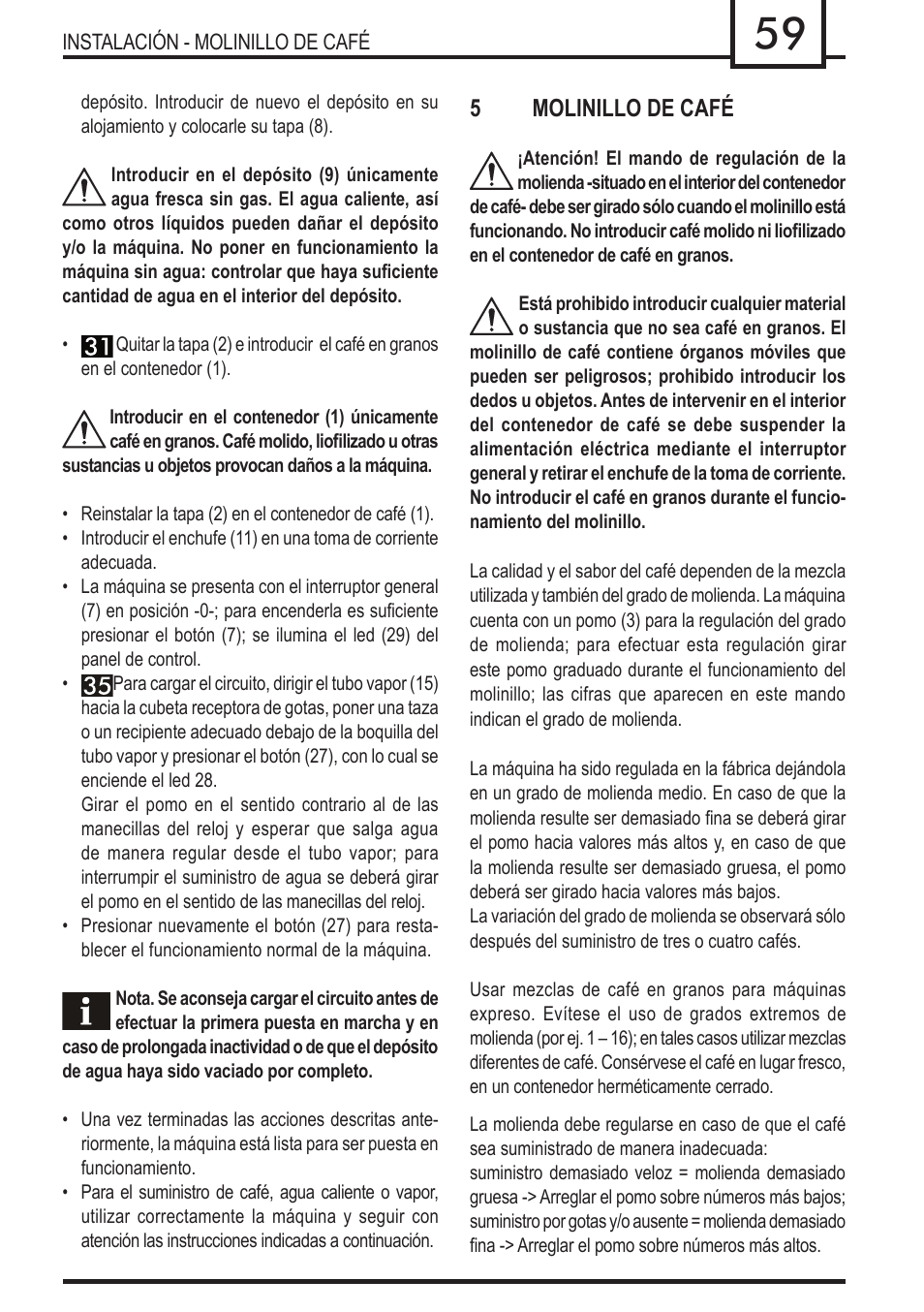 5molinillo de café | Philips 740909008 User Manual | Page 59 / 92