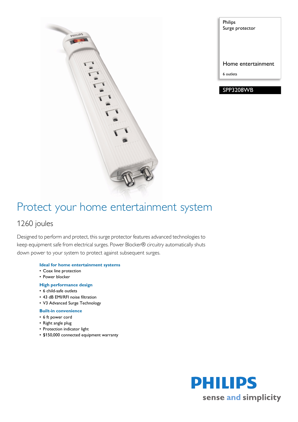 Philips SPP3208WB-17 User Manual | 2 pages