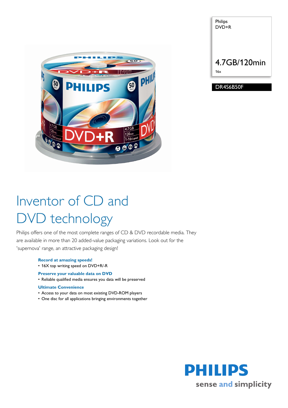 Philips DR4S6B50F-17 User Manual | 2 pages