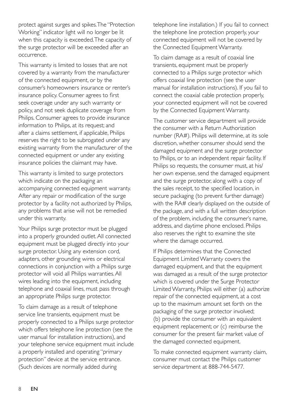Philips SPP1028A-17 User Manual | Page 8 / 10
