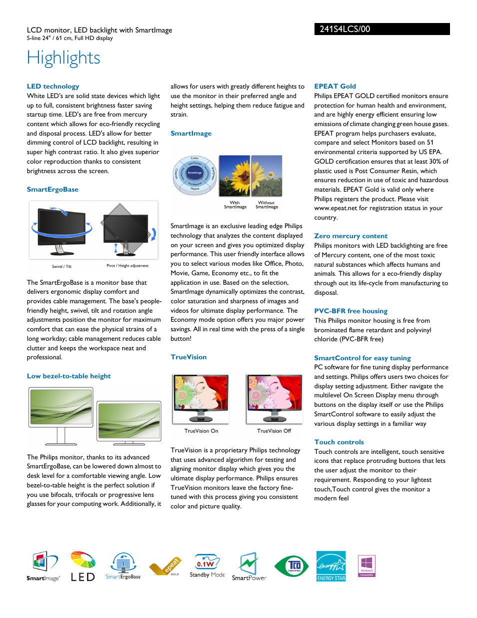 Highlights | Philips 241S4LCS-00 User Manual | Page 2 / 3