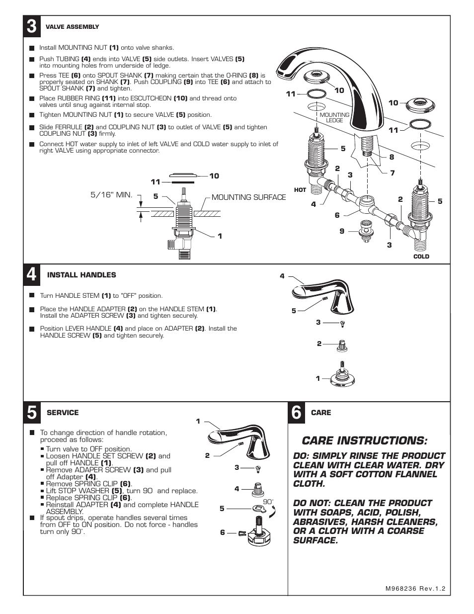 Care instructions | American Standard CADET 3985 User Manual | Page 2 / 2