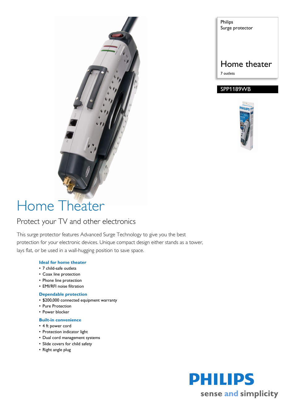 Philips SPP1189WB-17 User Manual | 2 pages