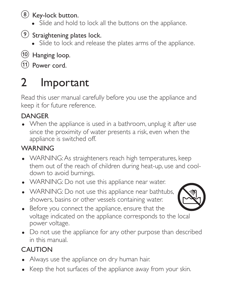 2 important | Philips Straightener HP8339-00 ProCare User Manual | Page 4 / 10