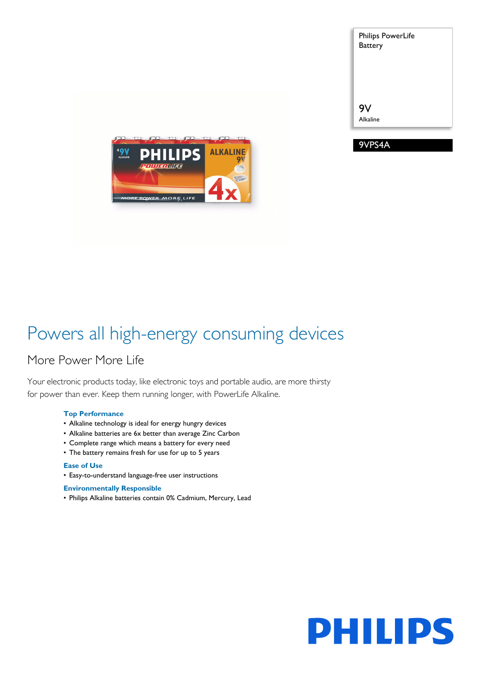 Philips 9VPS4A-27 User Manual | 2 pages