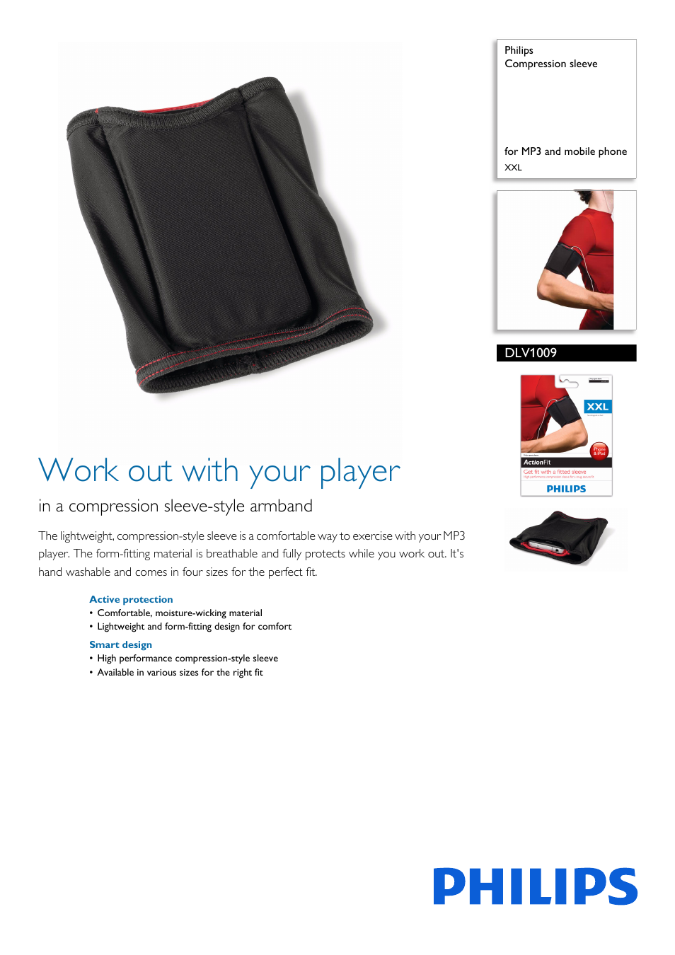 Philips Compression sleeve DLV1009 for MP3 and mobile phone XXL User Manual | 2 pages