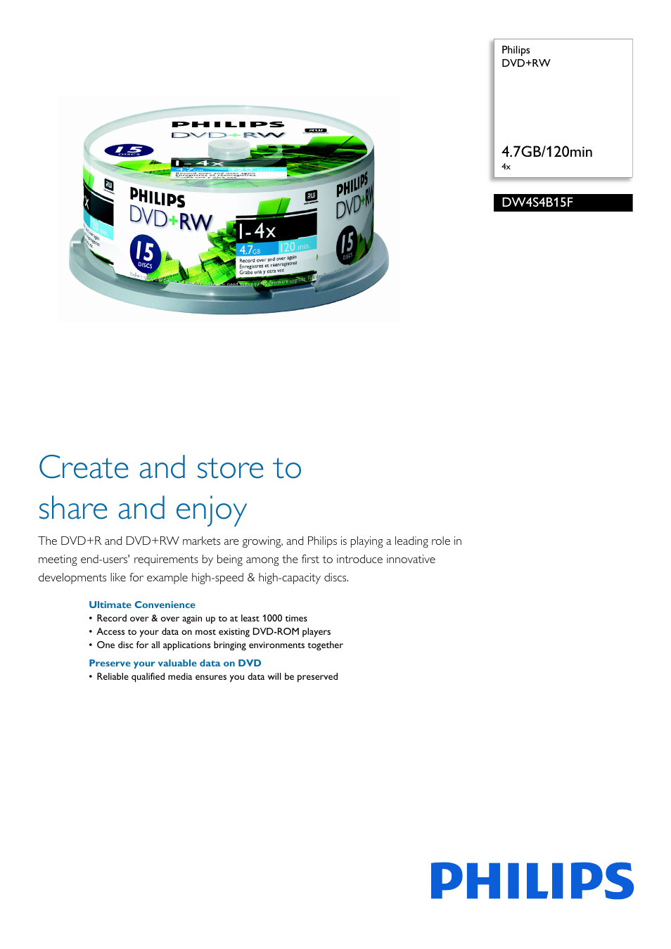 Philips DW4S4B15F-17 User Manual | 2 pages