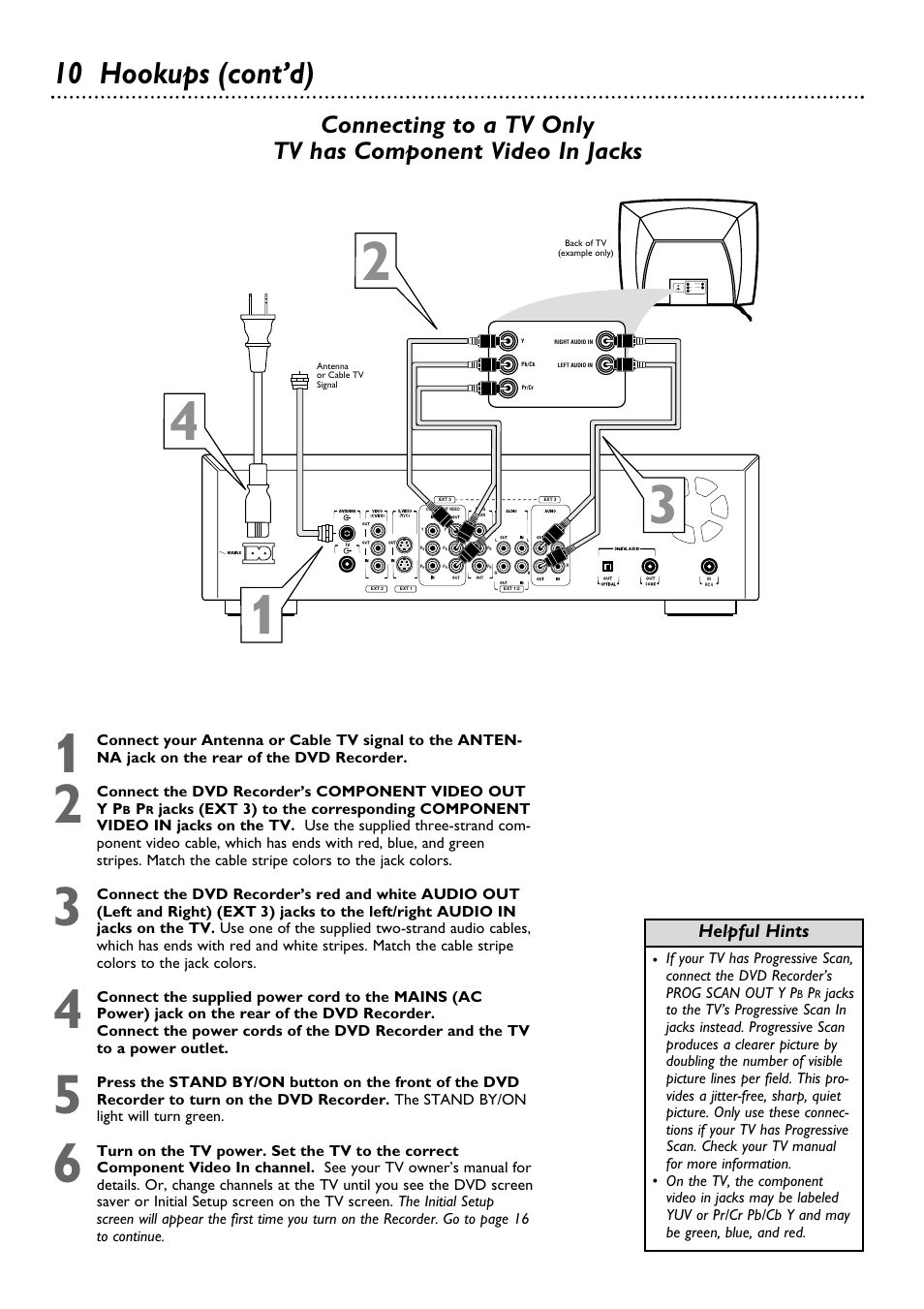 10 hookups (cont’d) | Philips DVDR100099 User Manual | Page 10 / 68