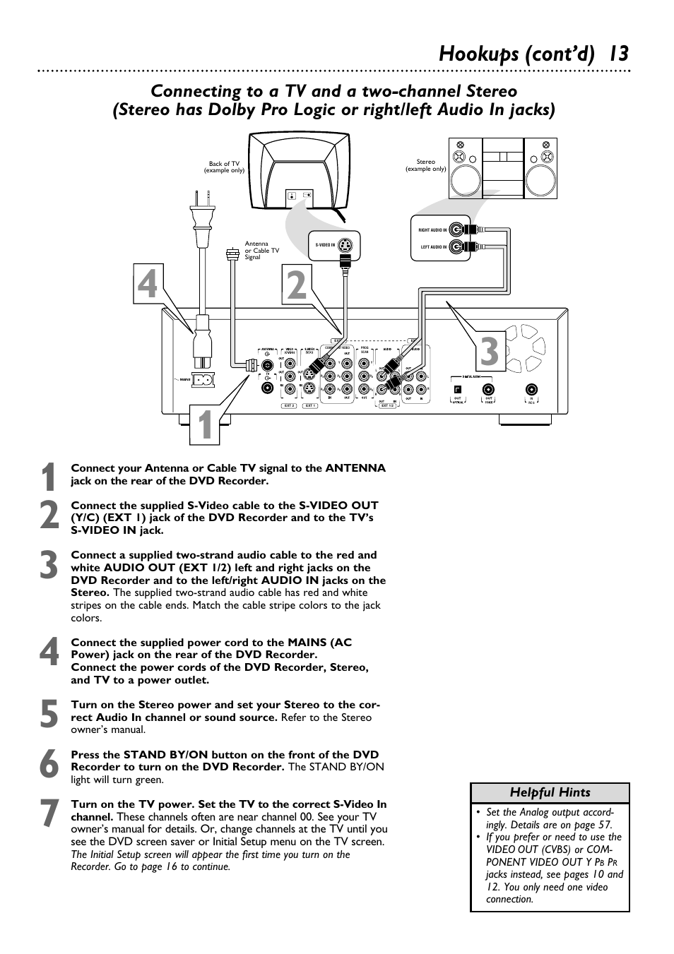 Hookups (cont’d) 13 | Philips DVDR100099 User Manual | Page 13 / 68