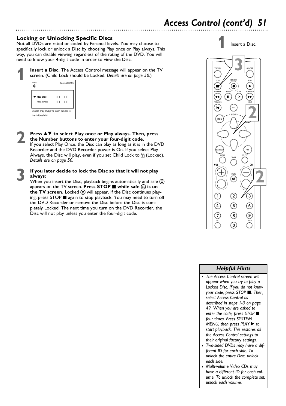 Access control (cont’d) 51 | Philips DVDR100099 User Manual | Page 51 / 68