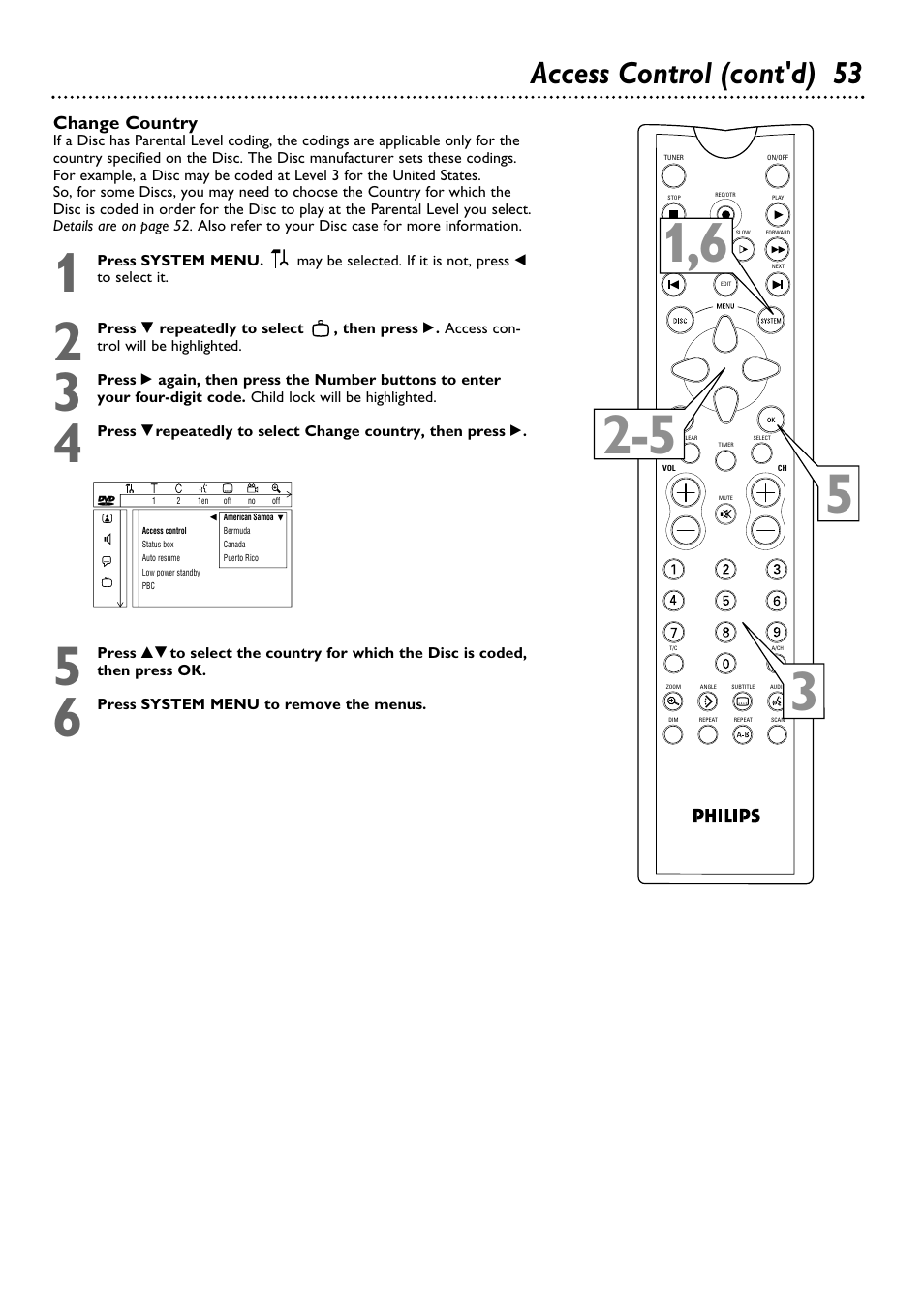 Access control (cont'd) 53 | Philips DVDR100099 User Manual | Page 53 / 68