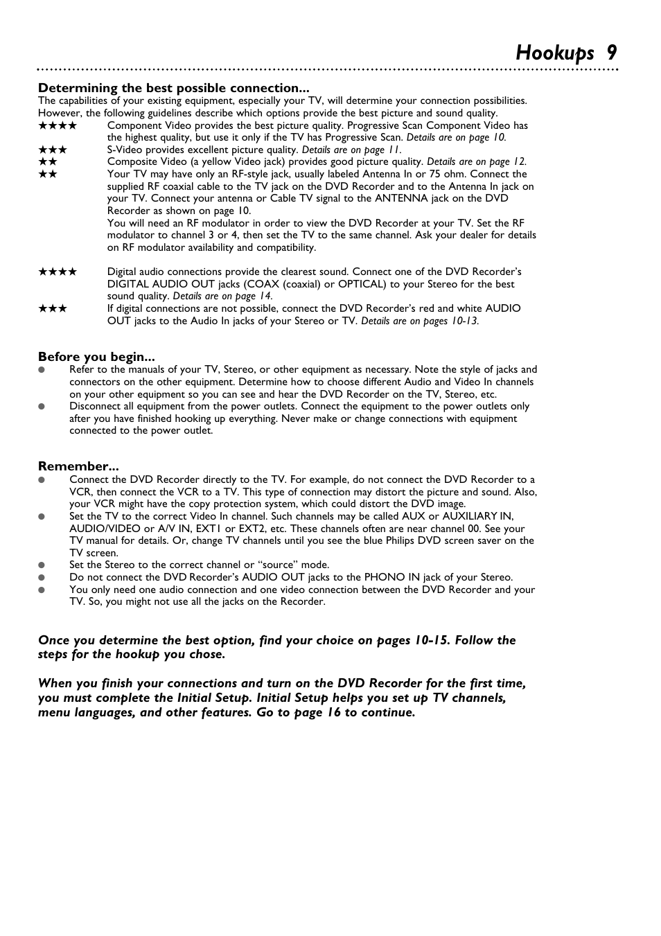 Hookups 9 | Philips DVDR100099 User Manual | Page 9 / 68